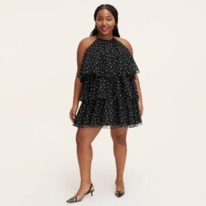 Kate Spade x Target Black White Polka Dot Tiered Halter Mini Dress